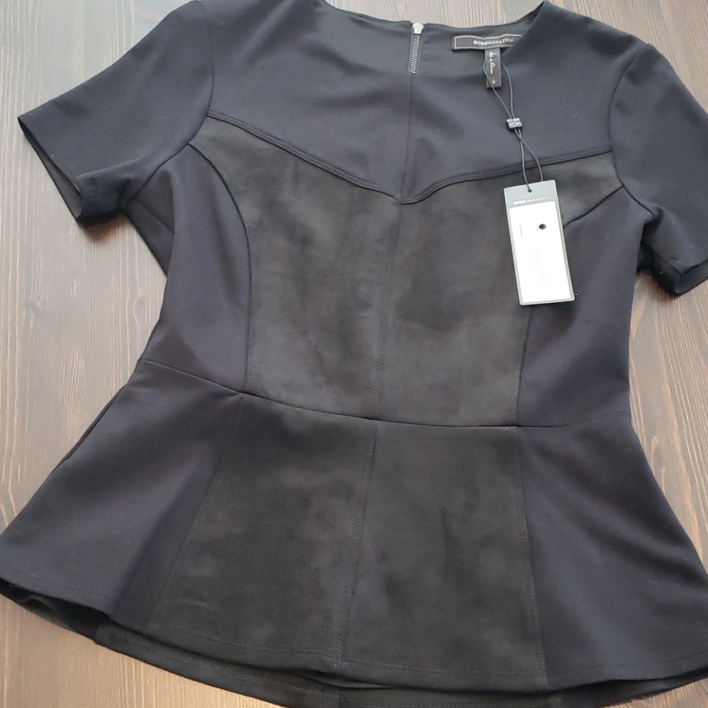 BCBG Maxazria black peplum blouse - Picture 2 of 7